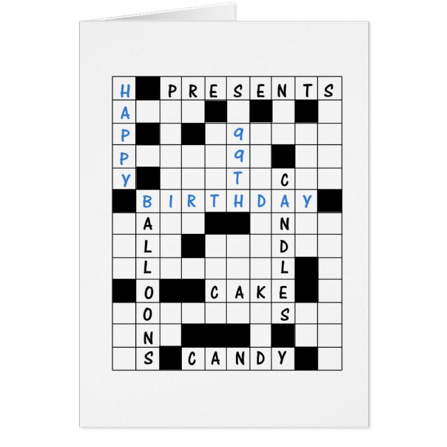 99th Birthday, Crossword Puzzle (Front)