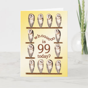 99th birthday, Curious owls card. Card