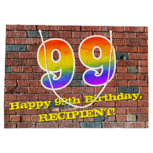 99th Birthday: Fun, Graffiti-Inspired Rainbow # 99 Large Gift Bag