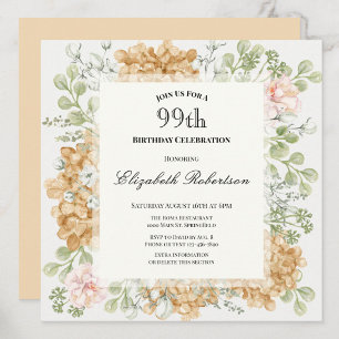 99th Birthday Invitation in Elegant Autumn Colors