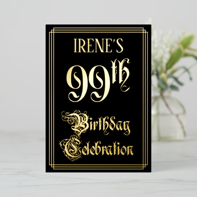99th Birthday Party — Fancy Script & Custom Name (Standing Front)