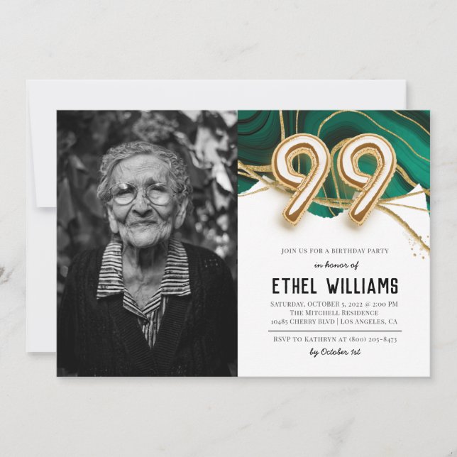 99th Birthday Party Invitation (Front)
