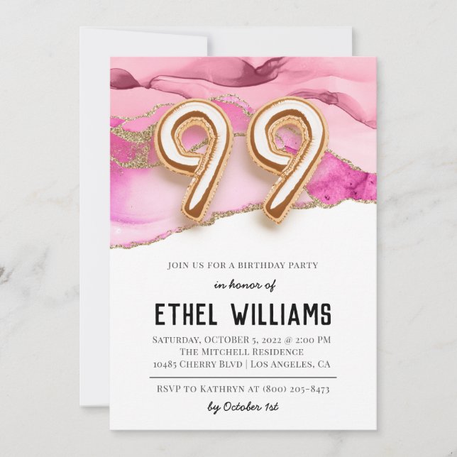 99th Birthday Party Invitation (Front)