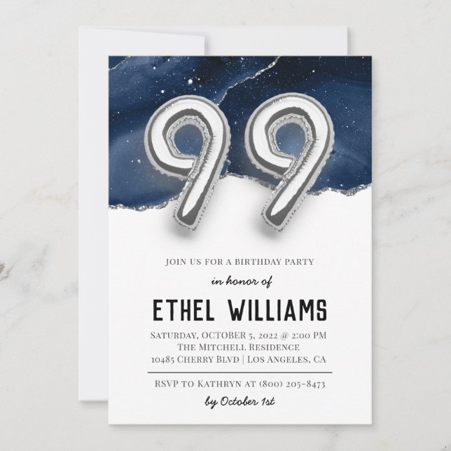 99th Birthday Party Invitation (Front)