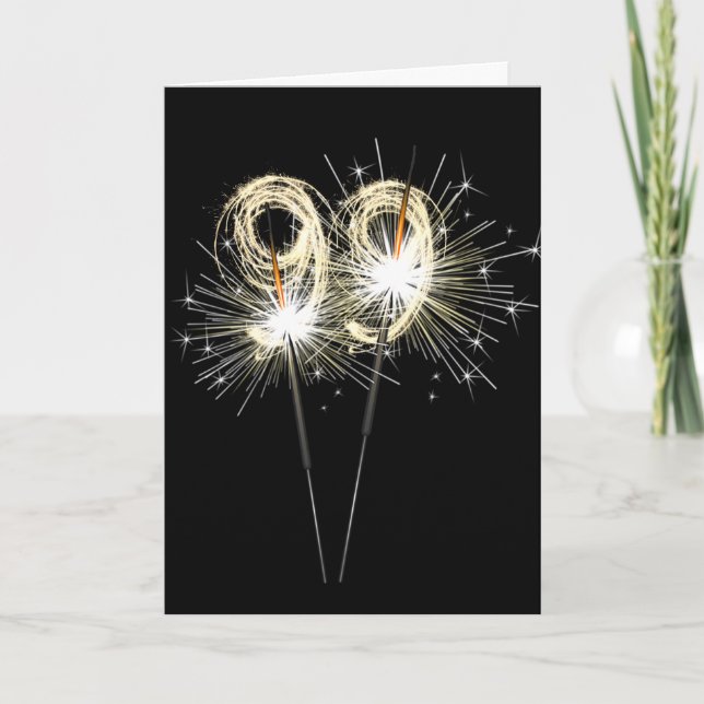 99th Birthday Sparklers on Black Card (Front)