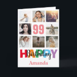 99th Happy Birthday Photo Collage Modern Pink Card<br><div class="desc">99th Happy Birthday Photo Collage Modern Pink Card with personalised name. For further customisation,  please click the "Customise it" button and use our design tool to modify this template.</div>