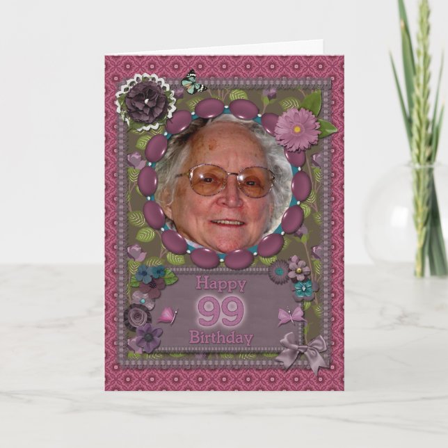 99th Photo card for a birthday (Front)