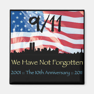9/11 10th Anniversary WTC and the Flag Magnet