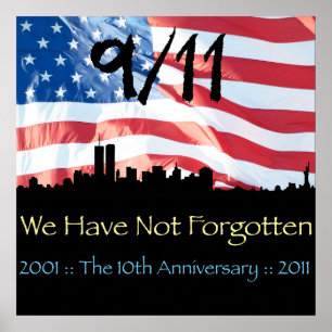9/11 10th Anniversary WTC and the Flag Poster