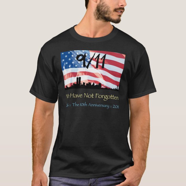 9/11 10th Anniversary WTC and the Flag T-Shirt (Front)