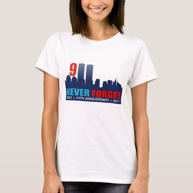 9/11 10th Anniversary - WTC Twin Towers Skyline T-Shirt (Front)