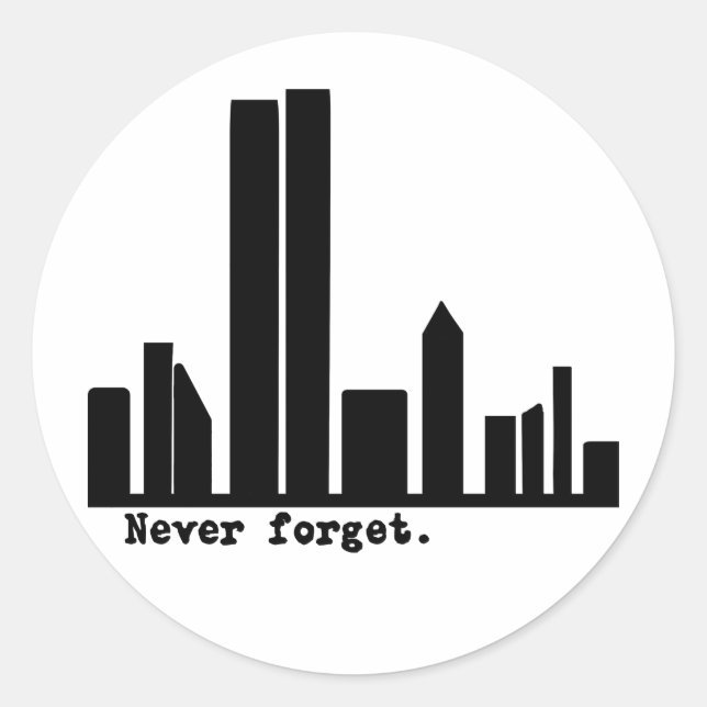 9-11 Never Forget NY Skyline Tshirts, Buttons Classic Round Sticker (Front)