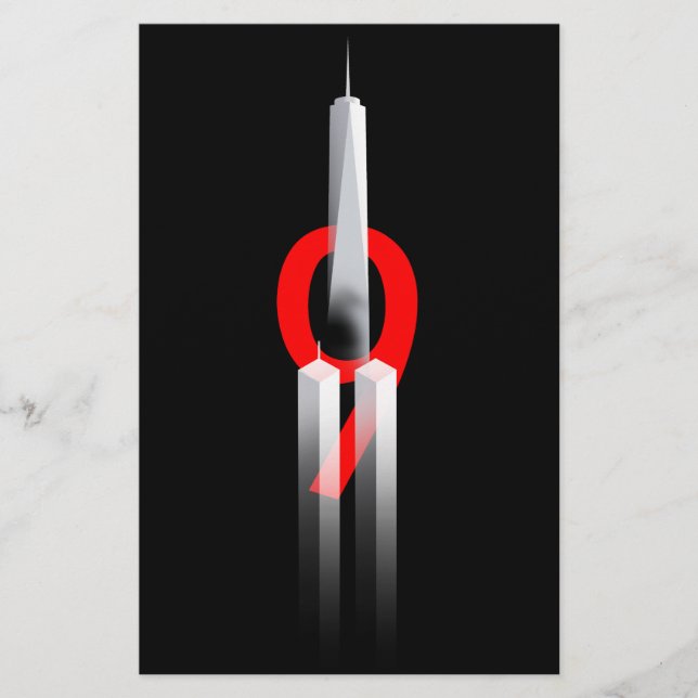 9 11 Never Forget Remember 9.11.2001  Memorial Stationery (Front)