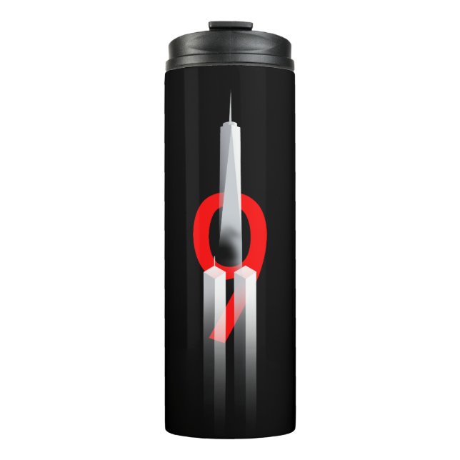 9 11 Never Forget Remember 9.11.2001  Memorial Thermal Tumbler (Front)