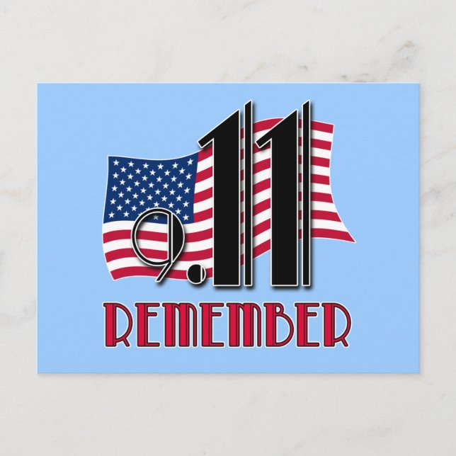 9/11 REMEMBER with American Flag Tshirts Postcard (Front)