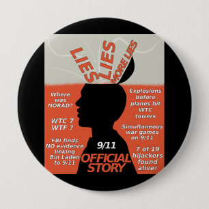 9-11 Truth Official Story Lies 10 Cm Round Badge