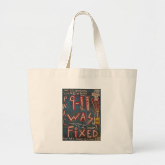 9-11 was fixed blue large tote bag
