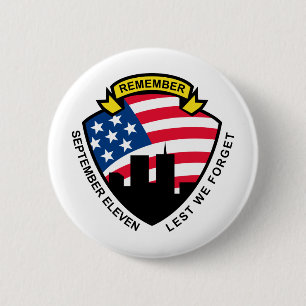 9-11 World Trade Centre American Flag Shield 6 Cm Round Badge