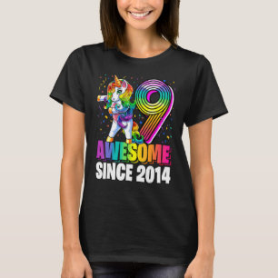 9 Awesome Since 2014 Flossing Unicorn 9th Birthday T-Shirt