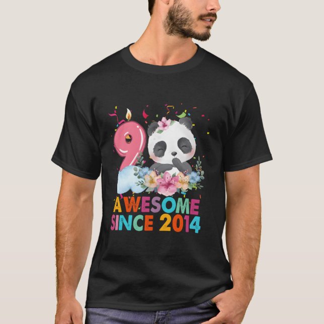 9 Awesome Since 2014 Panda 9Th T-Shirt (Front)
