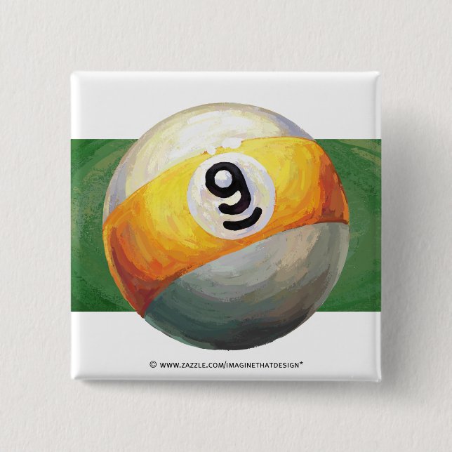 9 ball 15 cm square badge (Front)