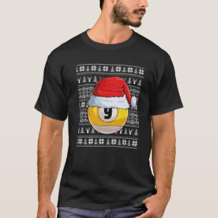 9 Ball Billiard Santa Hat Christmas Funny Ball San T-Shirt