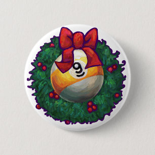 9 ball Christmas 6 Cm Round Badge