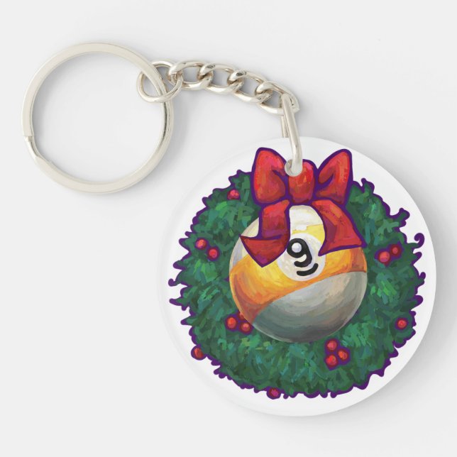 9 ball Christmas Key Ring (Front)