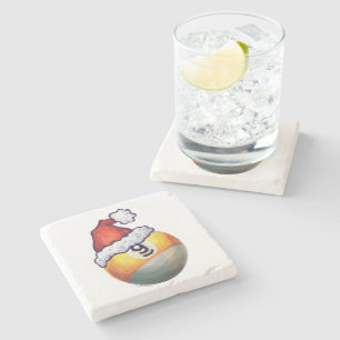 9 ball Christmas Red Hat Stone Coaster