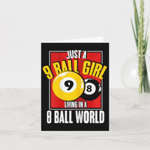 9 Ball Girl Living In 8 Ball World Snooker Pool Bi Card