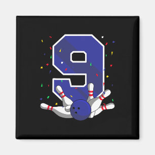 9 Birthday Bowling Bday Party Bowler Celebration 9 Magnet
