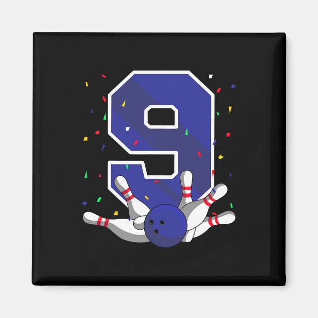 9 Birthday Bowling Bday Party Bowler Celebration 9 Magnet (Front)