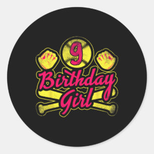 9 Birthday Girl For Cool Softll Girls 9th Birthday Classic Round Sticker