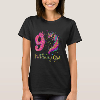 9 Birthday Girl Unicorn For Kids T-Shirt