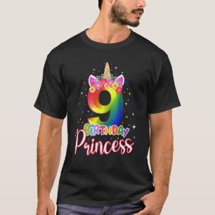 9 Birthday Princess Unicorn 9 Years Old 9Th Birthd T-Shirt