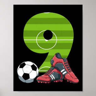 9 Birthday Soccer First Birthday Footll Kids  Poster