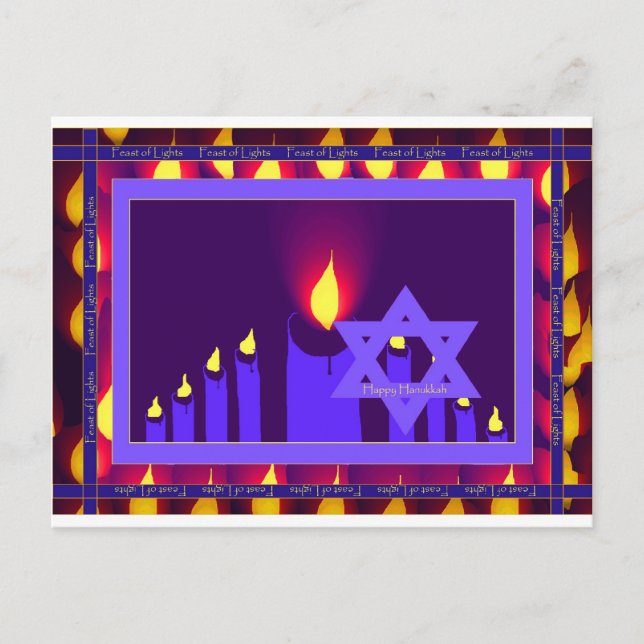 9 candle flame on purple-lavend star n border 1--H Postcard (Front)
