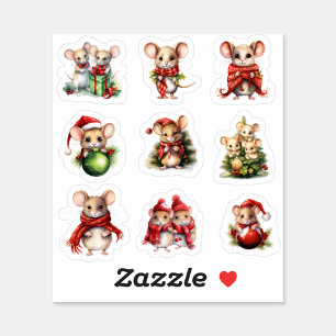 9 Christmas Mouse Custom-Cut Vinyl Sticker