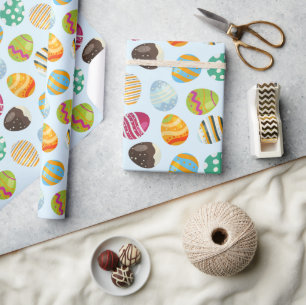 9 Colorful Easter Eggs Wrapping Paper