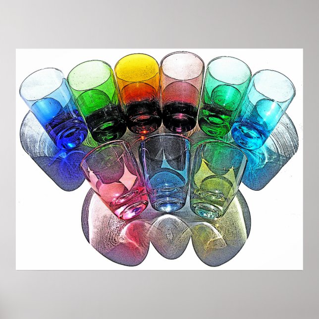9 Coloured Cocktail Shot Glasses -Style 1 Poster (Front)
