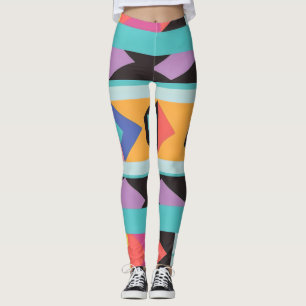 9 colourful stripes and triangles leggings