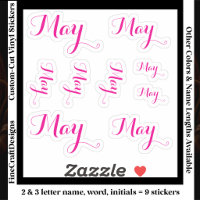 9 Custom Name Word, 2-3 letters Elegant Script Pnk