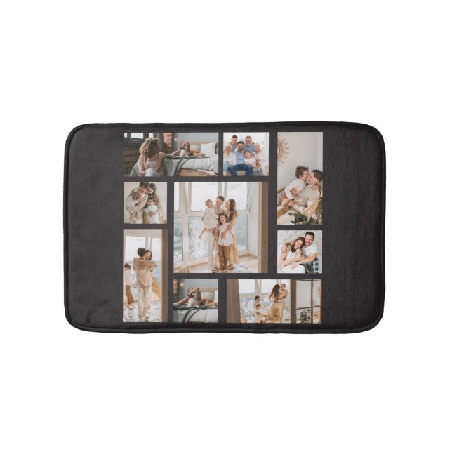 9 Custom Photo Collage Template Personalise Bath Mat (Front)