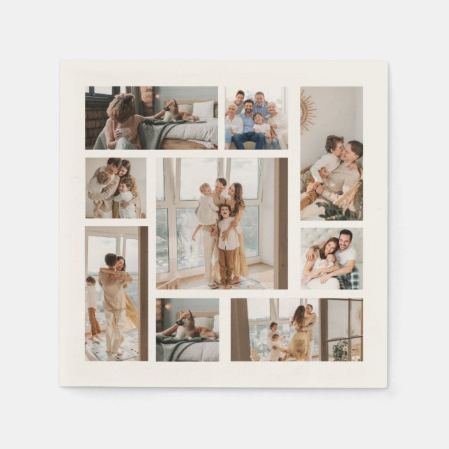 9 Custom Photo Collage Wood Wall Art Napkin (Front)
