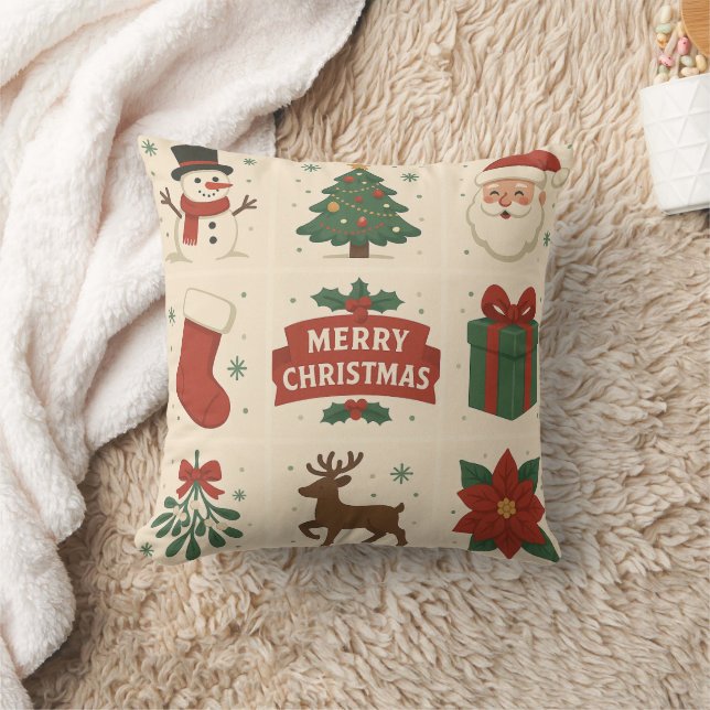9 Cute Merry Christmas Images Cushion (Blanket)