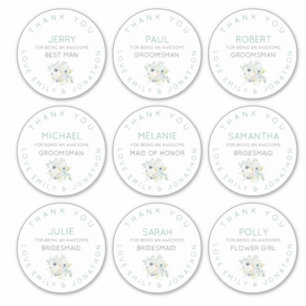 9 Individual Name Thank You Bridal Floral Large