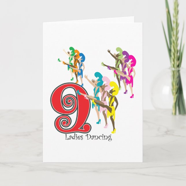 9 Ladies Dancing Holiday Card (Front)