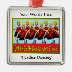 9 Ladies Dancing Metal Tree Decoration