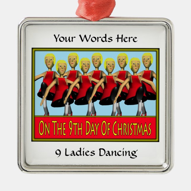 9 Ladies Dancing Metal Tree Decoration (Front)