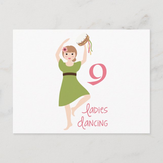 9 Ladies Dancing Postcard (Front)